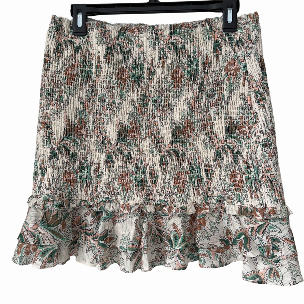 Veronica Beard Sz 10 Paisley Smocked  Melodie Mini Skirt 100% Cotton Ruffles - Picture 3 of 8